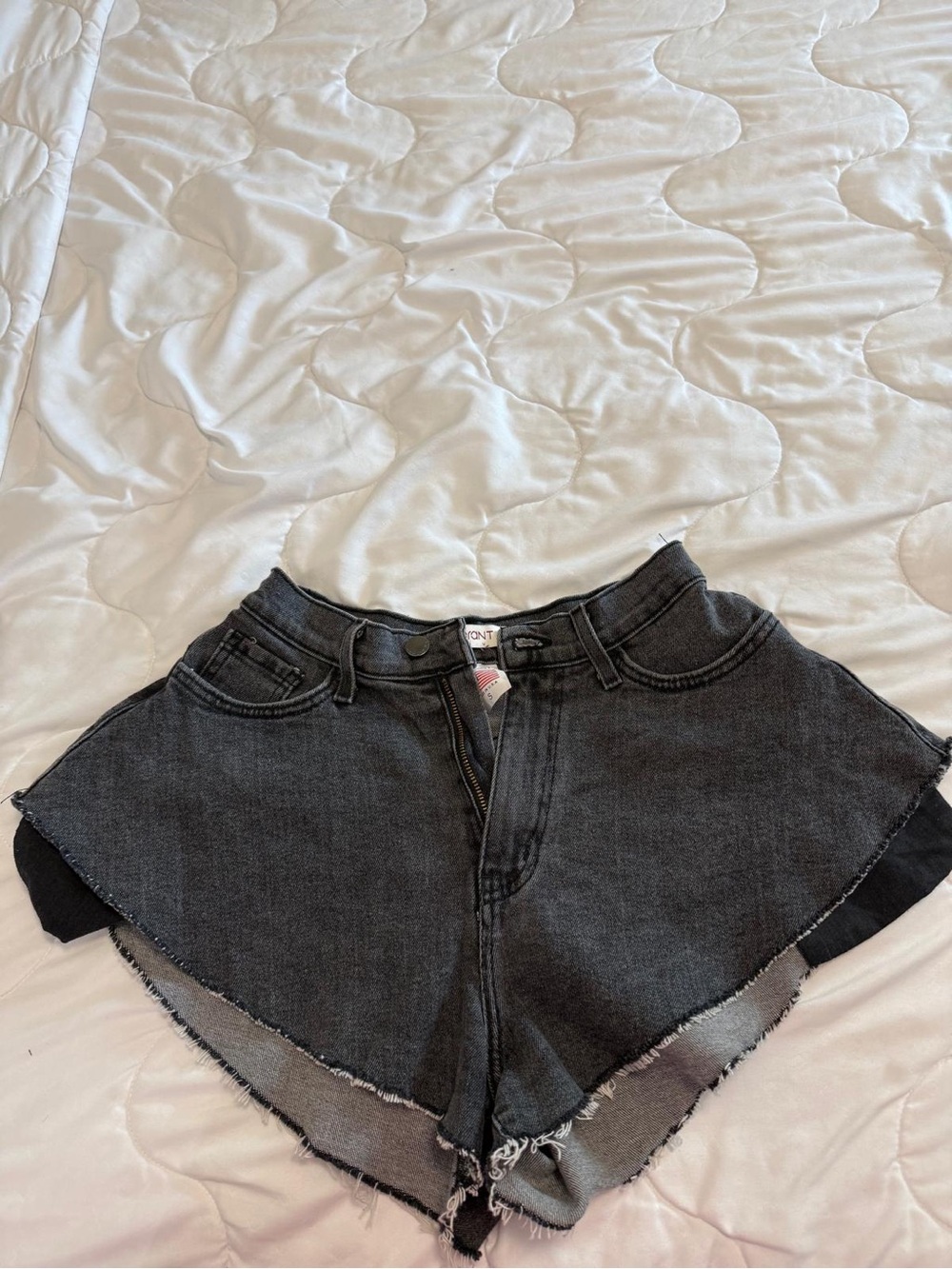 Women's Black Denim High-Waist Cutoff Shorts